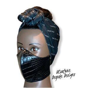 “Croc” Faux Leather and Cotton facemask